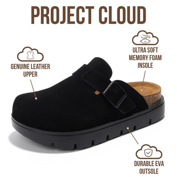 Project Cloud Benton black slip on mules clogs - Picture 4 of 14
